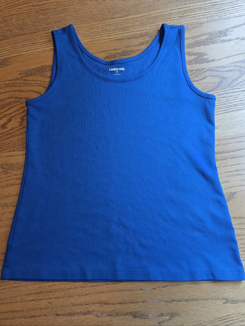 Lands' End Women's Blue Cotton Tank Top Scoop Neck Size S/P Small Petite EUC